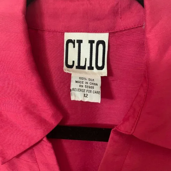 Vintage CLIO Silk Blouse Plum Berry Color Size 12 Elegant Work Shirt - Picture 15 of 15